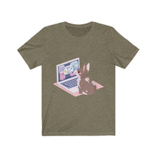 Load image into Gallery viewer, Business Bunny on Laptop - Unisex Short Sleeve Tee