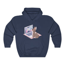 Load image into Gallery viewer, Business Bunny on Laptop - Unisex Heavy Hooded Sweatshirt