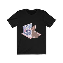 Load image into Gallery viewer, Business Bunny on Laptop - Unisex Short Sleeve Tee