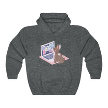 Load image into Gallery viewer, Business Bunny on Laptop - Unisex Heavy Hooded Sweatshirt