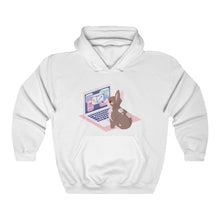 Load image into Gallery viewer, Business Bunny on Laptop - Unisex Heavy Hooded Sweatshirt