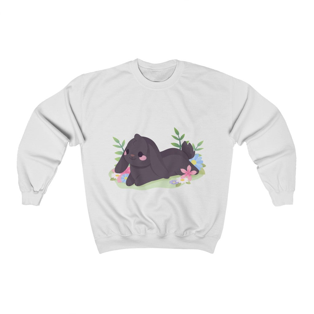 Rabbit Laying in Flowers - Unisex Heavy Sweatshirt