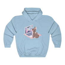 Load image into Gallery viewer, Business Bunny on Laptop - Unisex Heavy Hooded Sweatshirt

