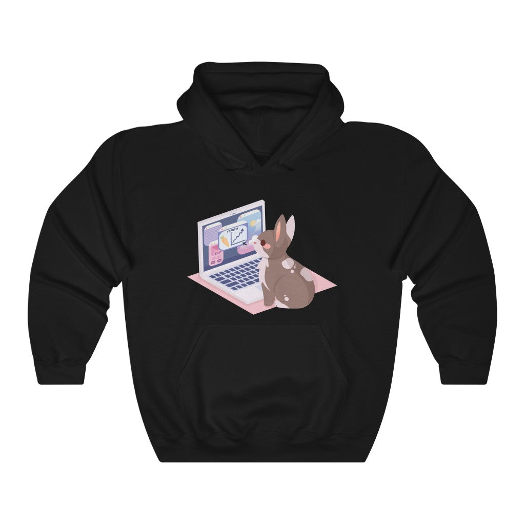 Business Bunny on Laptop - Unisex Heavy Hooded Sweatshirt